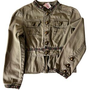 Vintage Girls Military-Inspired Utility Jacket – Size XS (4–5T)